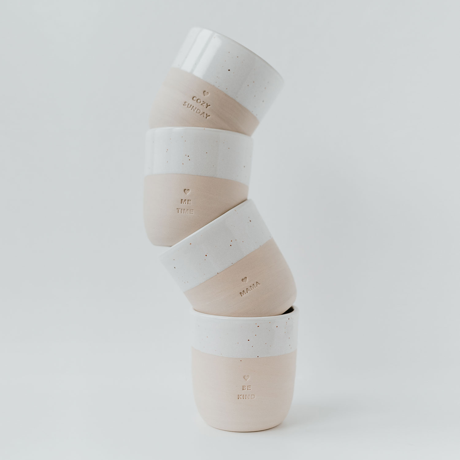 Eulenschnitt Becher aus Steingut ME TIME | Cappuccinobecher aus Portugal | kleine Auszeit für dich selbst