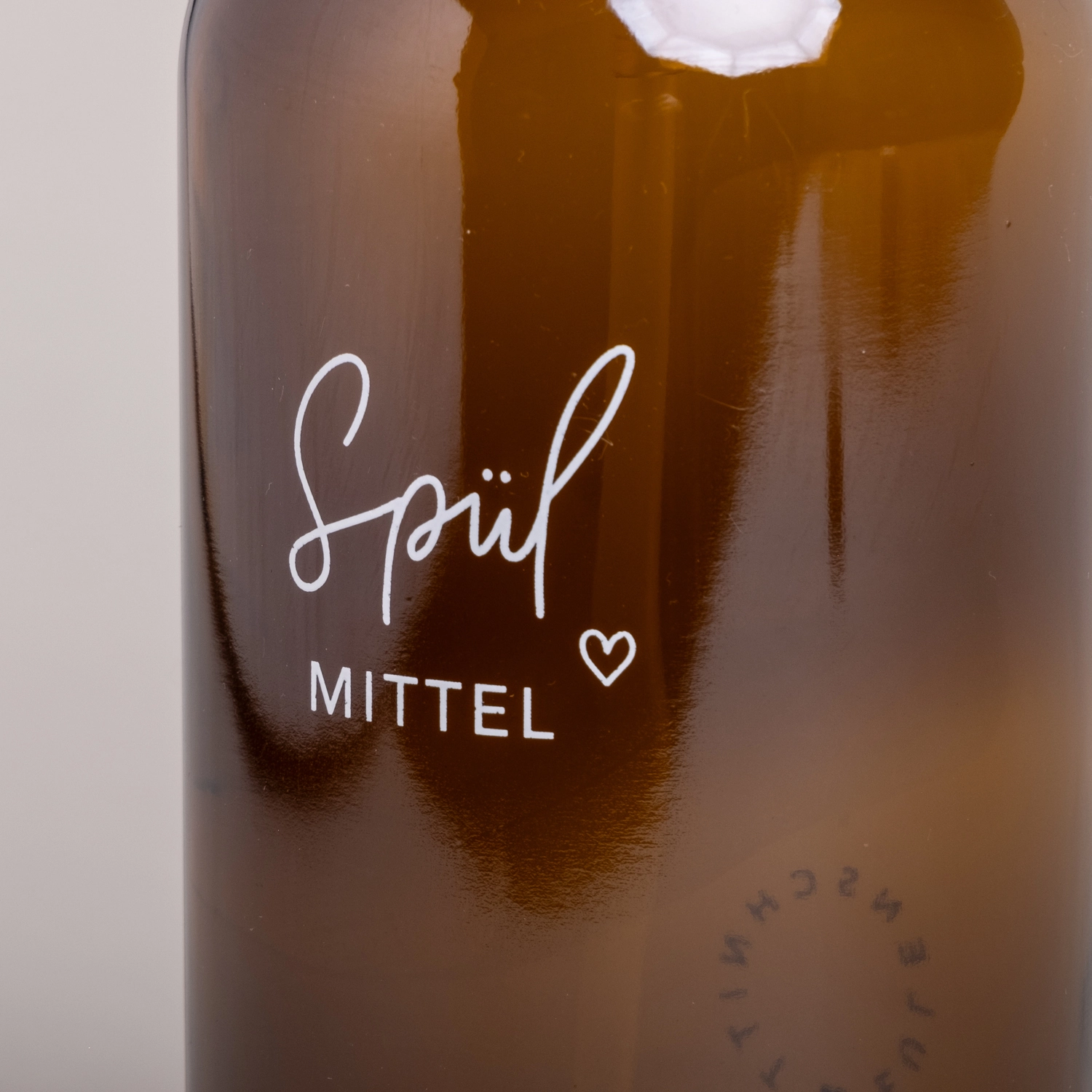 Eulenschnitt Spülmittelspender mit Aufdruck aus Glas, braun, 500 ml