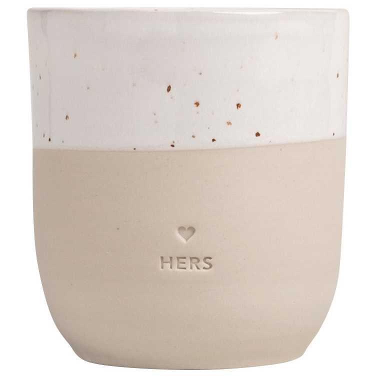 Eulenschnitt Becher aus Steingut mit Aufschrift HERS für 320 ml