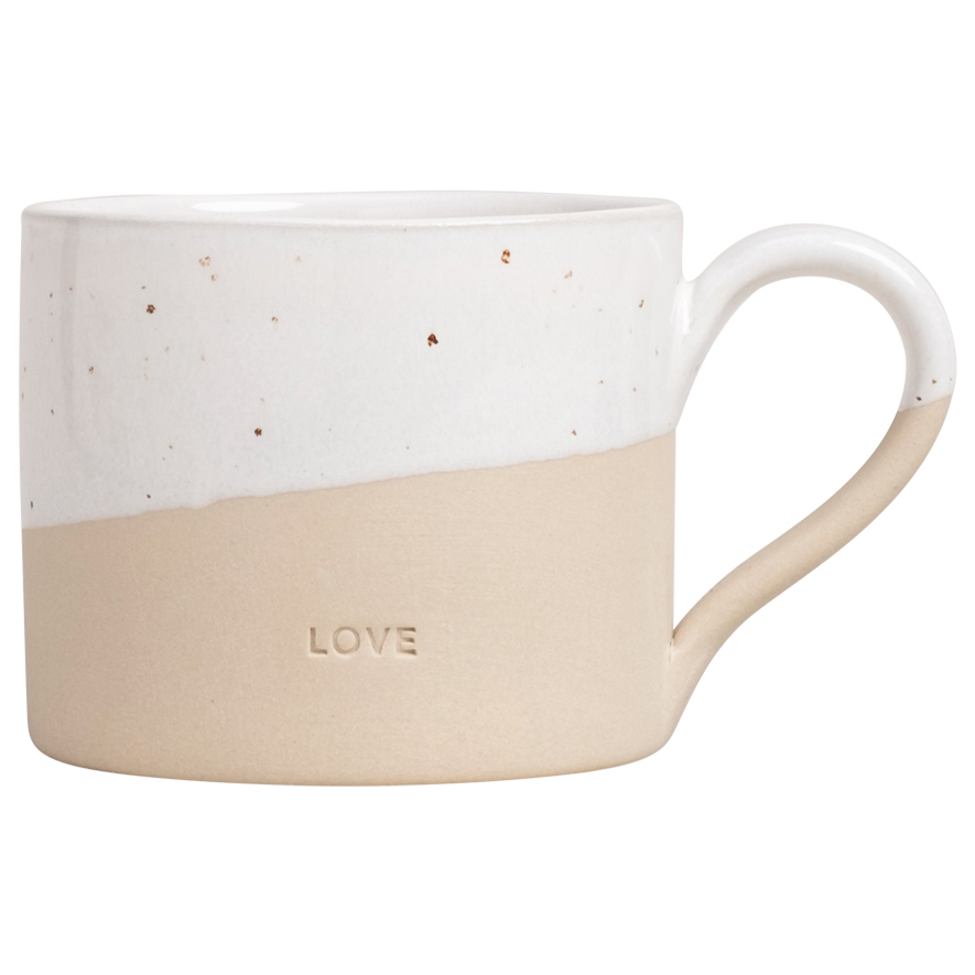 Eulenschnitt Tasse mit Aufschrift LOVE, aus Steingut, 250 ml