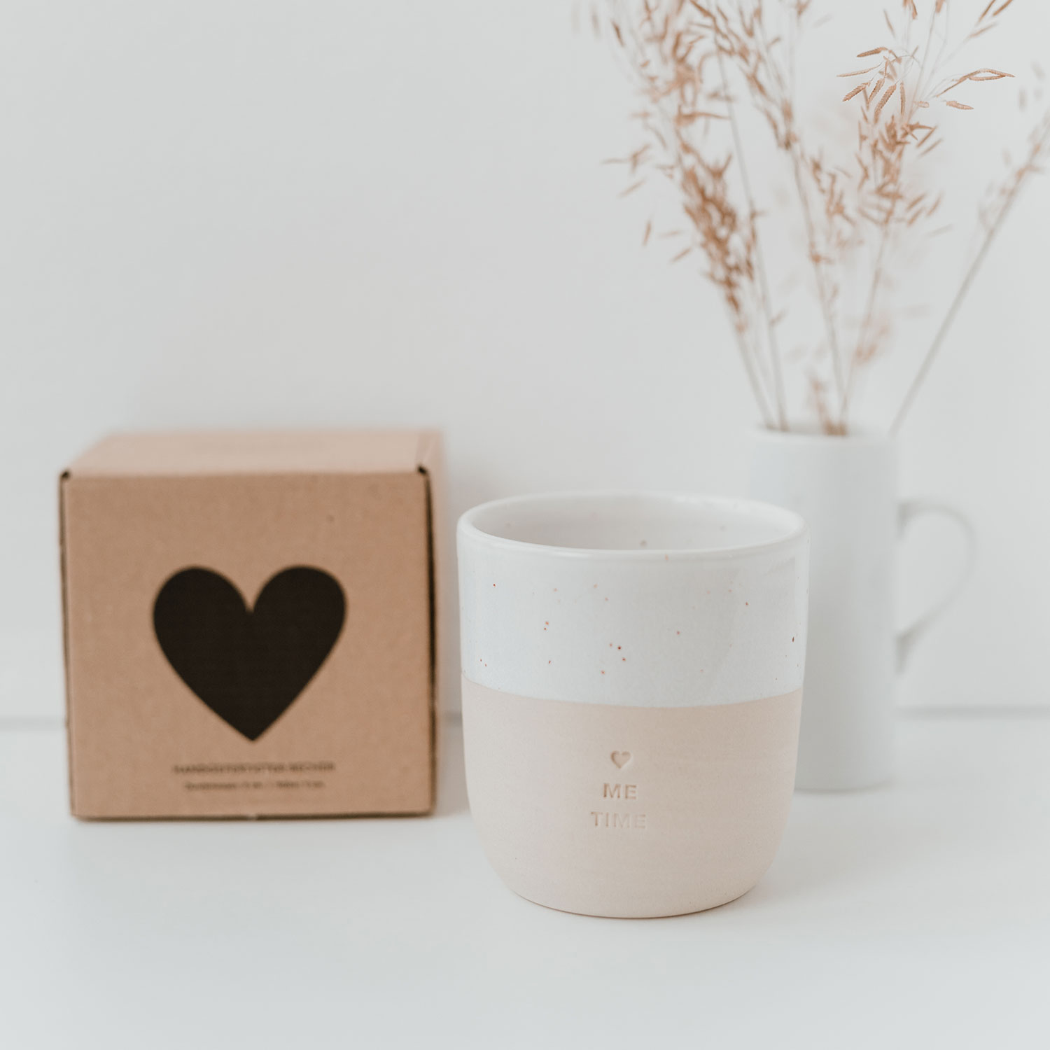 Eulenschnitt Becher aus Steingut ME TIME | Cappuccinobecher aus Portugal | kleine Auszeit für dich selbst