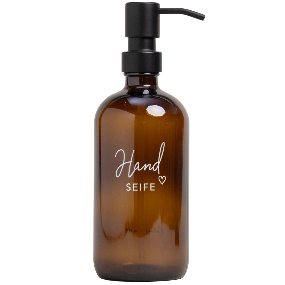 Eulenschnitt Seifenspender mit Aufdruck aus Glas, braun, 500 ml