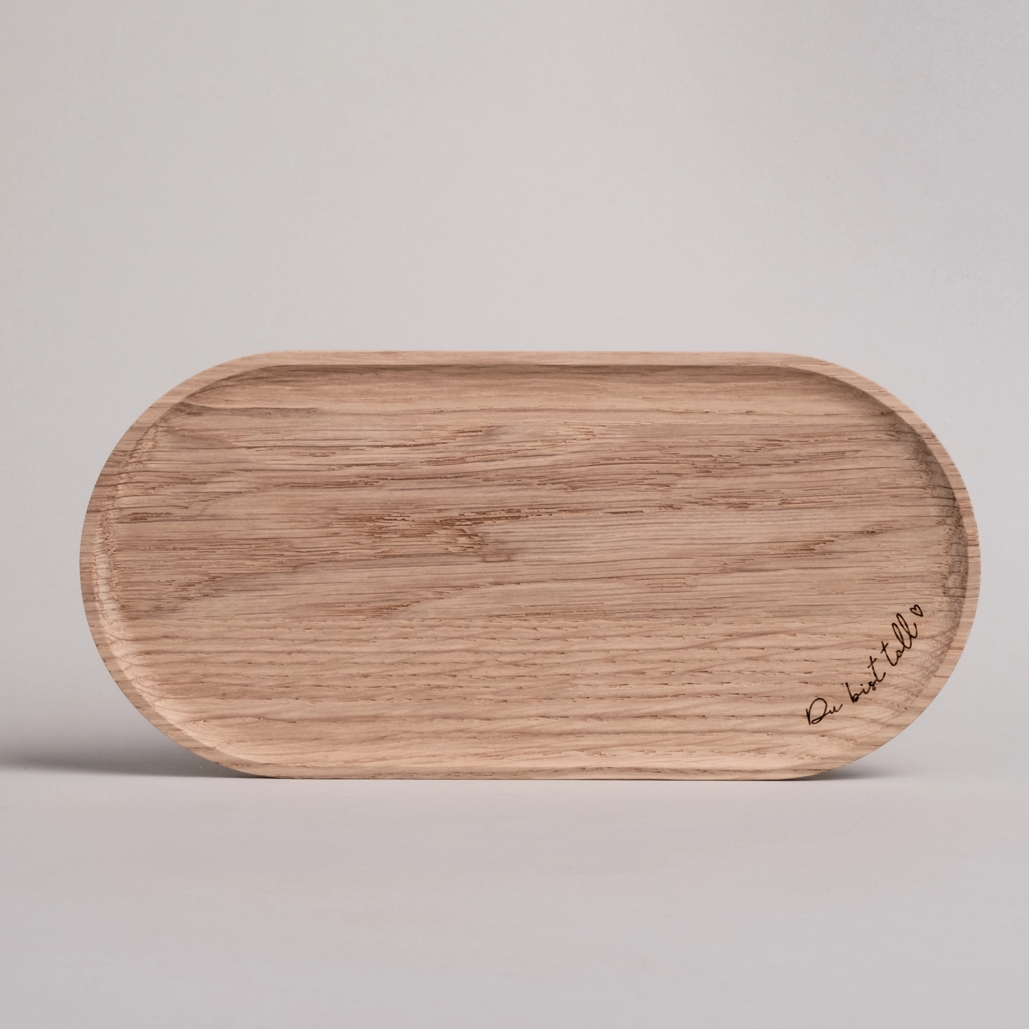 Eulenschnitt kleines Tablett aus Eichenholz mit Aufschrift Du bist toll