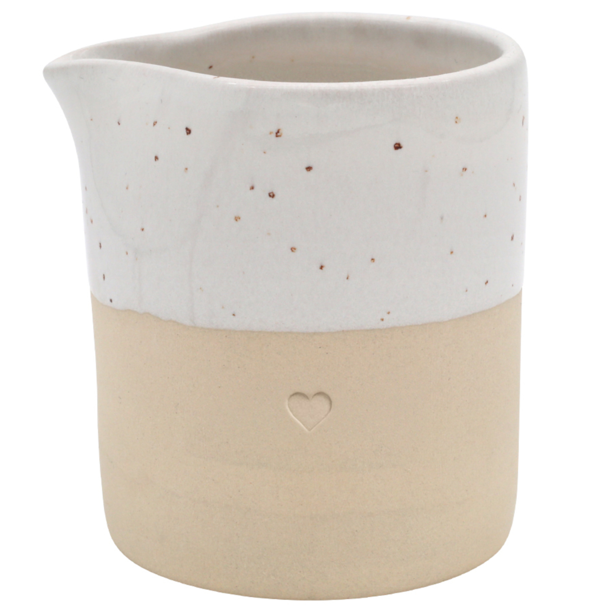 Eulenschnitt Milchkännchen aus Steingut | Motiv Herz | passend zum Cappuccinobecher