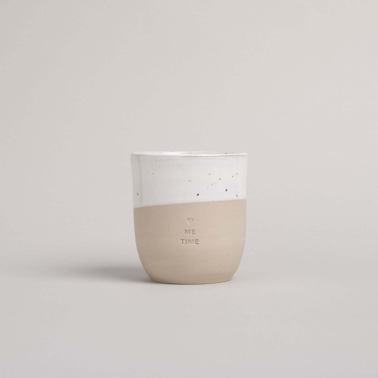 Eulenschnitt Becher aus Steingut ME TIME | Cappuccinobecher aus Portugal | kleine Auszeit für dich selbst