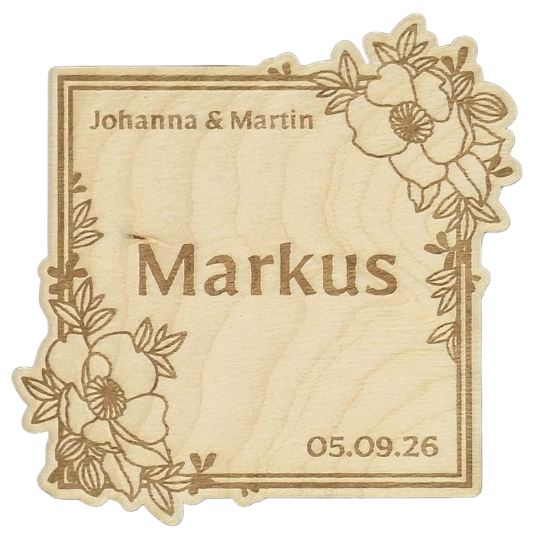 Untersetzer aus Birkenholz, rechteckig, Platzkarten personalisiert