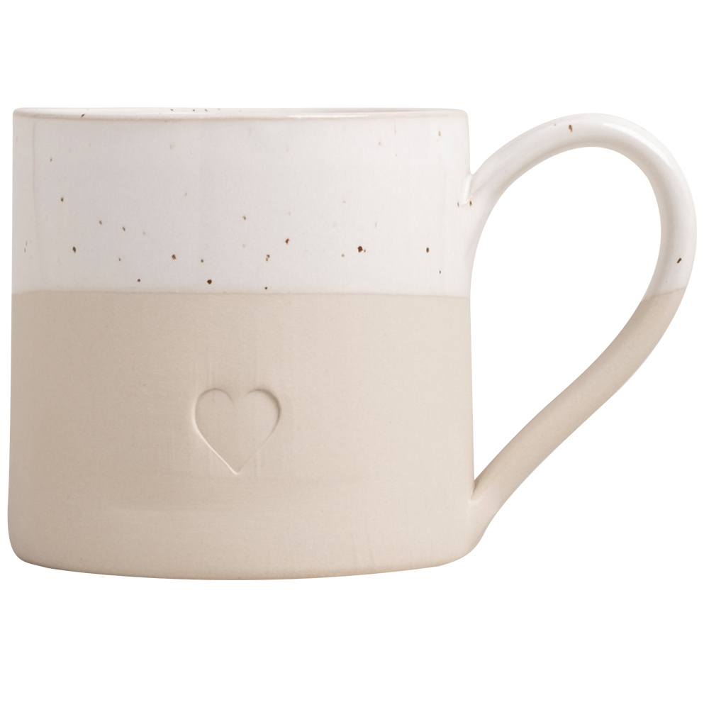 Eulenschnitt Teetasse mit HERZ, beige, Steingut aus Portugal