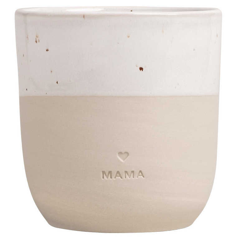 Eulenschnitt Kaffee- und Teebecher mit Aufschrift Mama aus Steingut, handgefertigt in Portugal