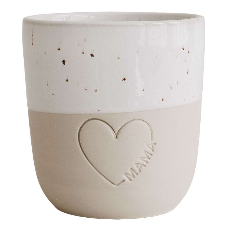 Eulenschnitt Steingut-Becher Mama mit großem Herz | LIMITED EDITION 2026 | Muttertagsgeschenk, handgefertigt