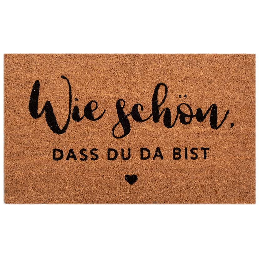 Eulenschnitt Kokos-Fußmatte mit Aufschrift "Wie schön, dass du da bist", rutschfest