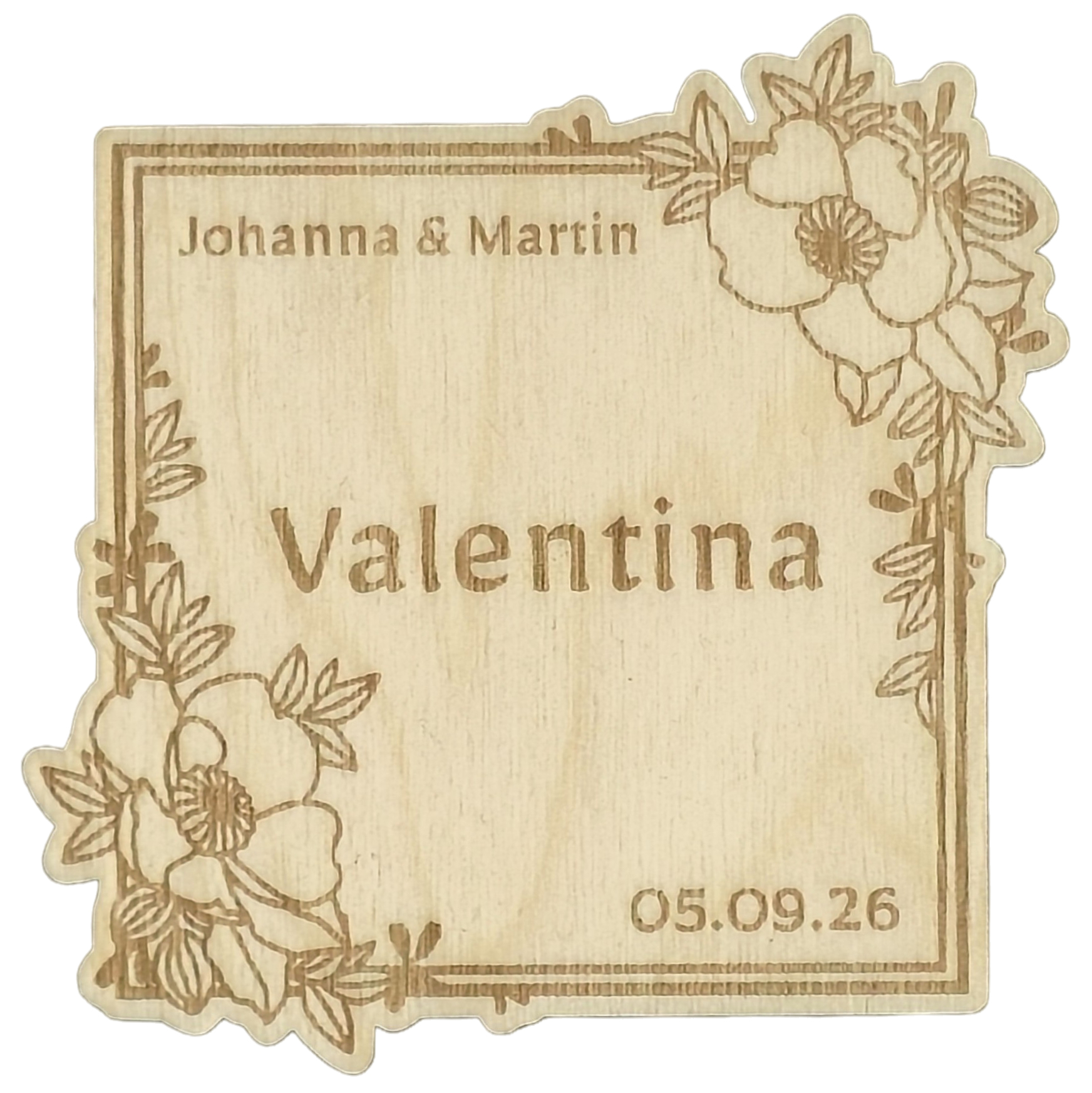 Untersetzer aus Birkenholz, rechteckig, Platzkarten personalisiert