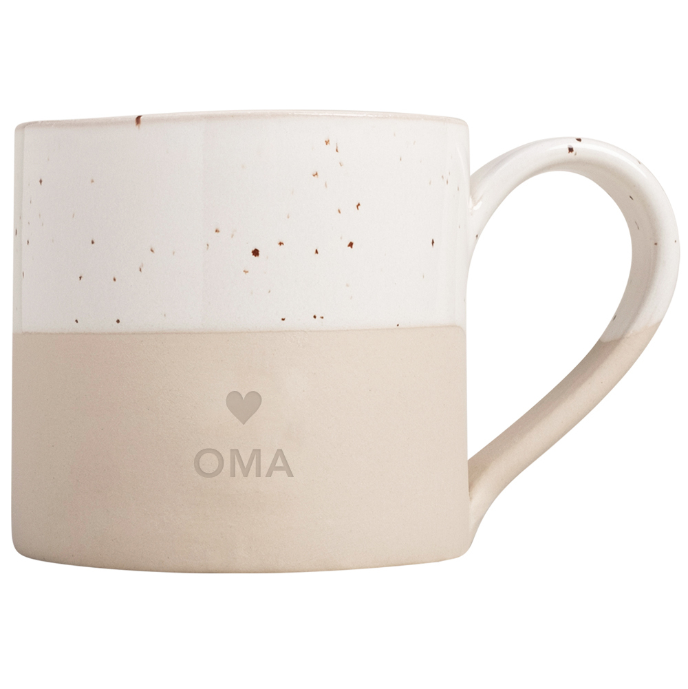 Eulenschnitt Tasse aus Steingut mit Prägung OMA, perfektes Geburtstagsgeschenk