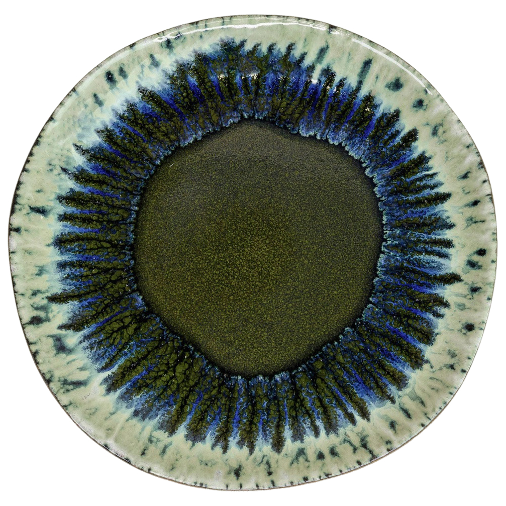 Grain by Grain kleiner Steingut-Teller Azeitona, grün meliert aus Portugal