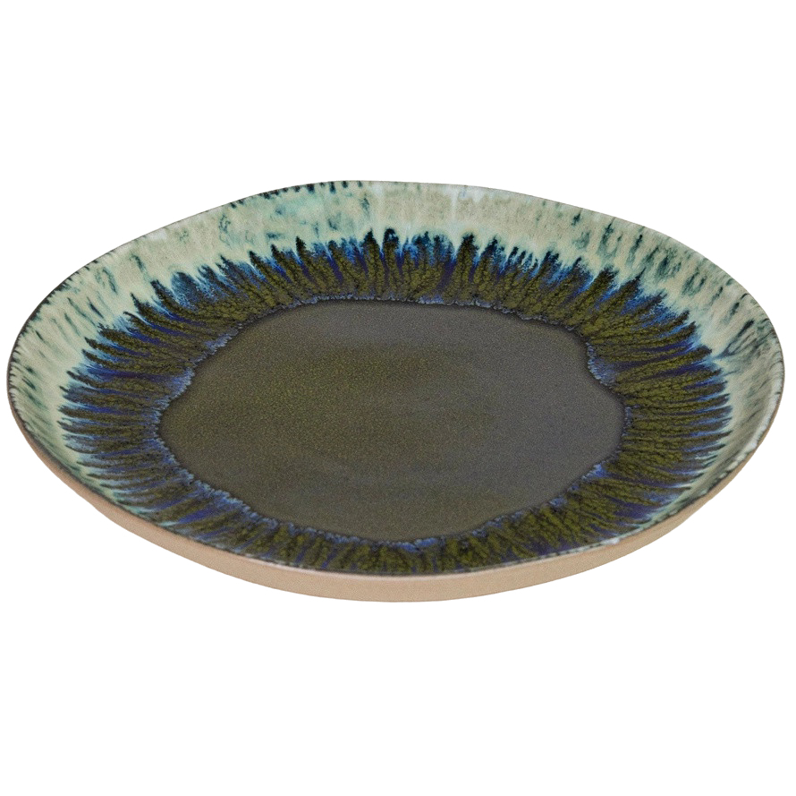 Grain by Grain großer Steingut-Teller Azeitona, grün meliert aus Portugal