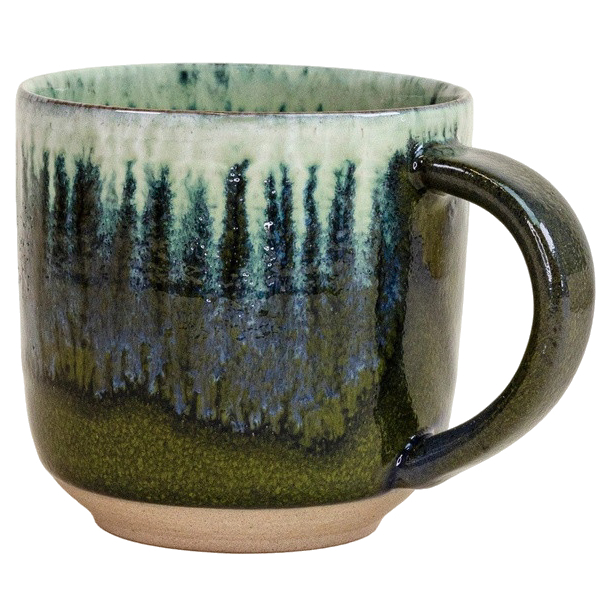 Grain by Grain große Teetasse Serie Azeitona aus Steingut, grün meliert