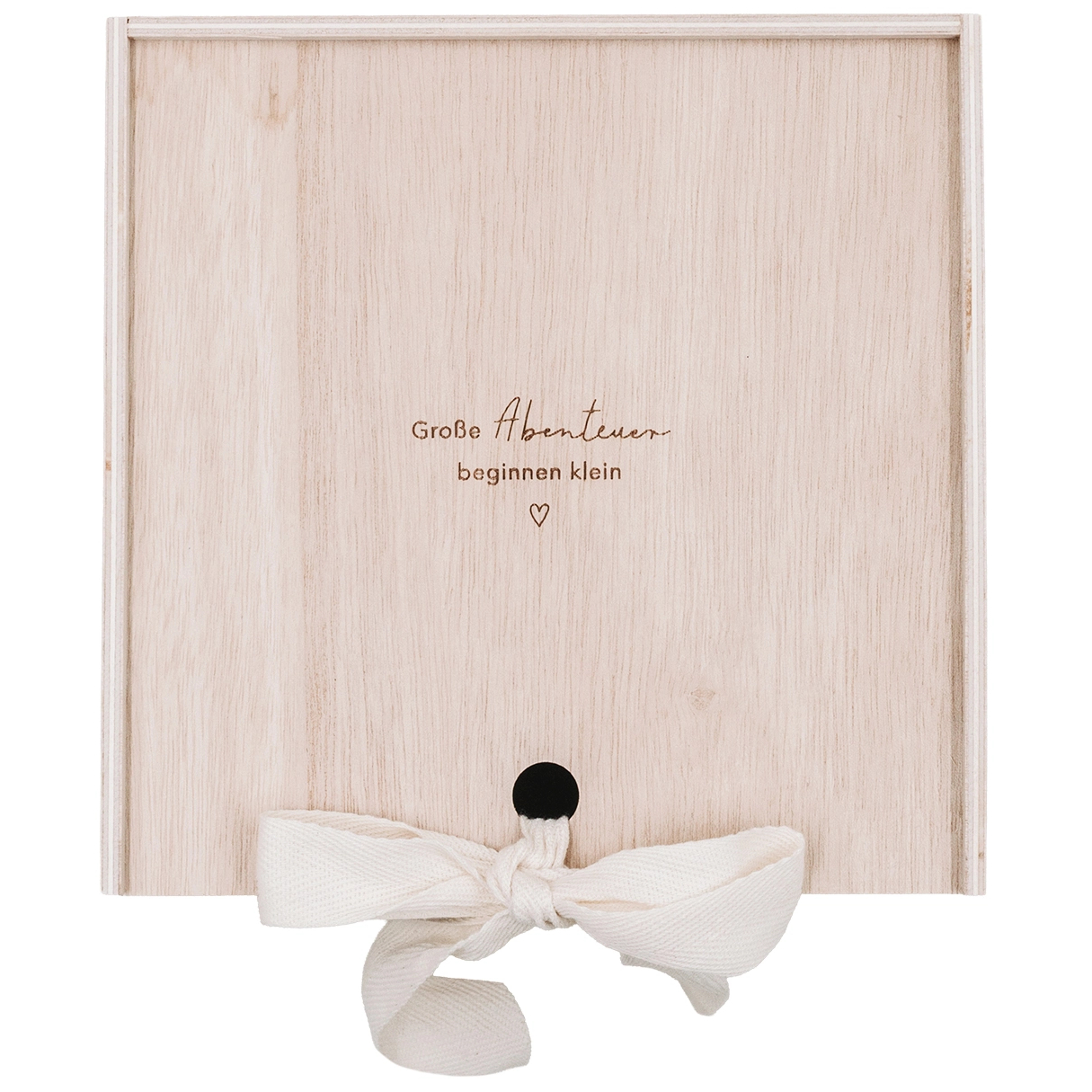 Eulenschnitt Erinnerungsbox aus Holz mit Aufschrift Große Abenteuer, 20x20x10 cm