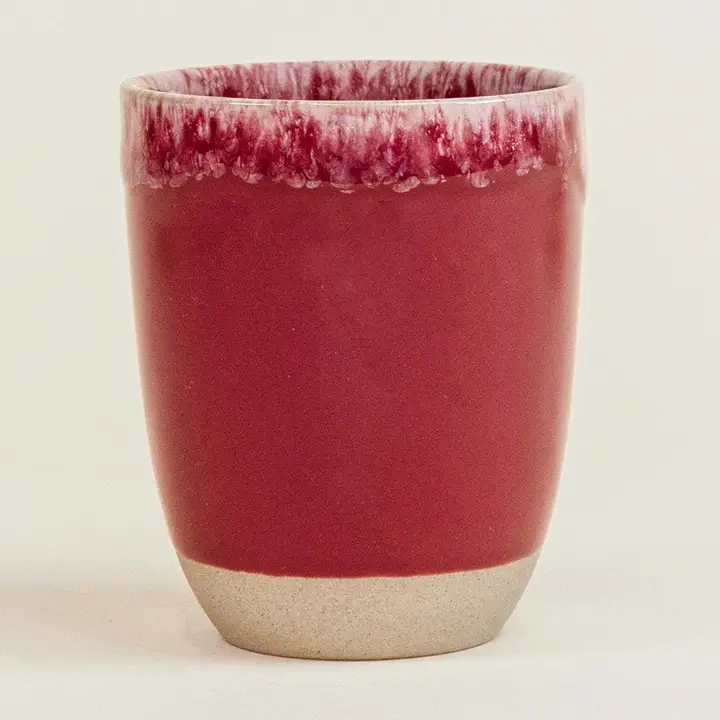 Grain by Grain Cappuccinobecher Ginja | rot und dunkelrosa glasiert aus Steingut | für 190 ml