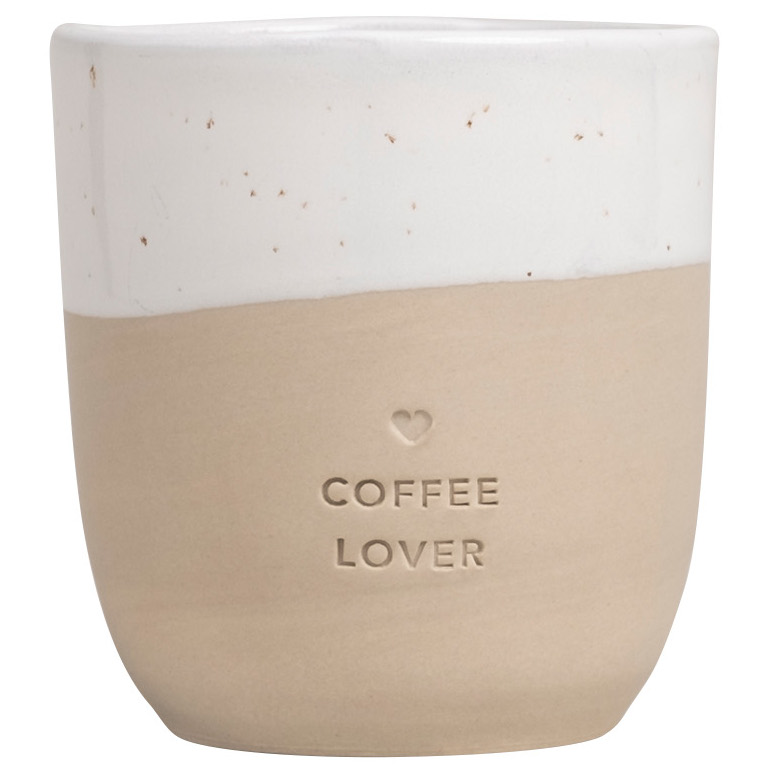 Eulenschnitt Kaffeebecher aus Steingut mit Aufschrift COFFEE LOVER für 320 ml