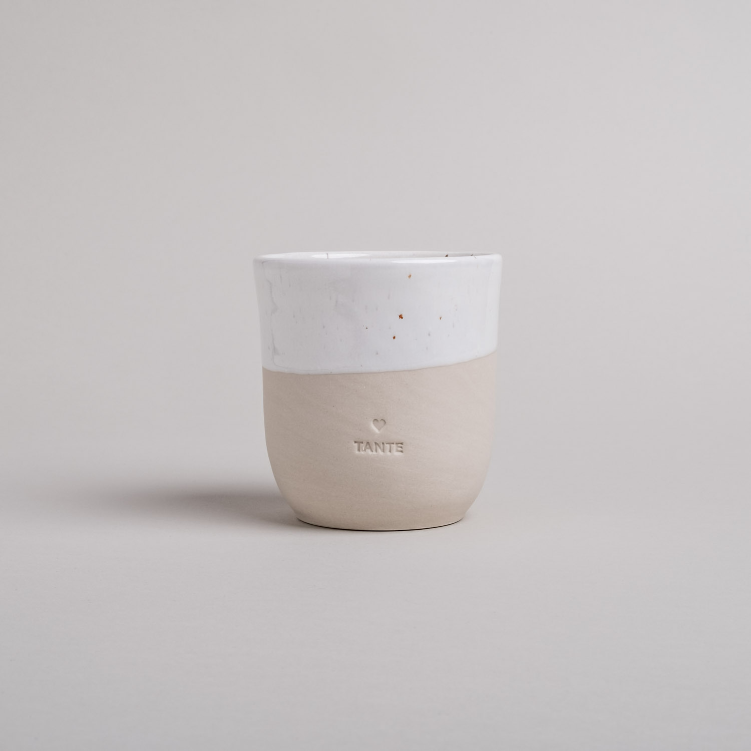 Eulenschnitt Steingut-Becher Tante | Geschenk für Tanten und Patentanten | Kaffebecher aus Steingut