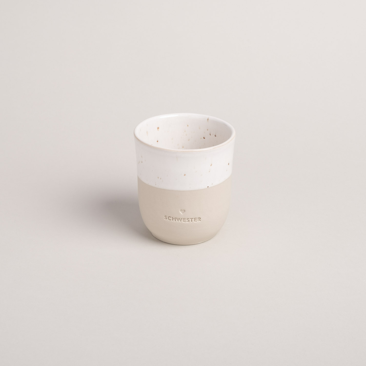 Eulenschnitt Steingut-Becher Schwester | schöne Tasse mit Motiv | Perfekt als Geschenk für Geschwister