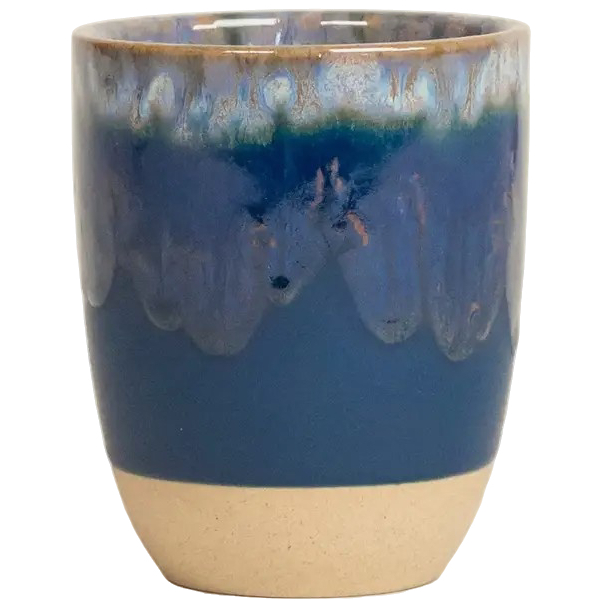 Grain by Grain Cappuccinobecher Luar | aus Steingut | teilglasiert in blau