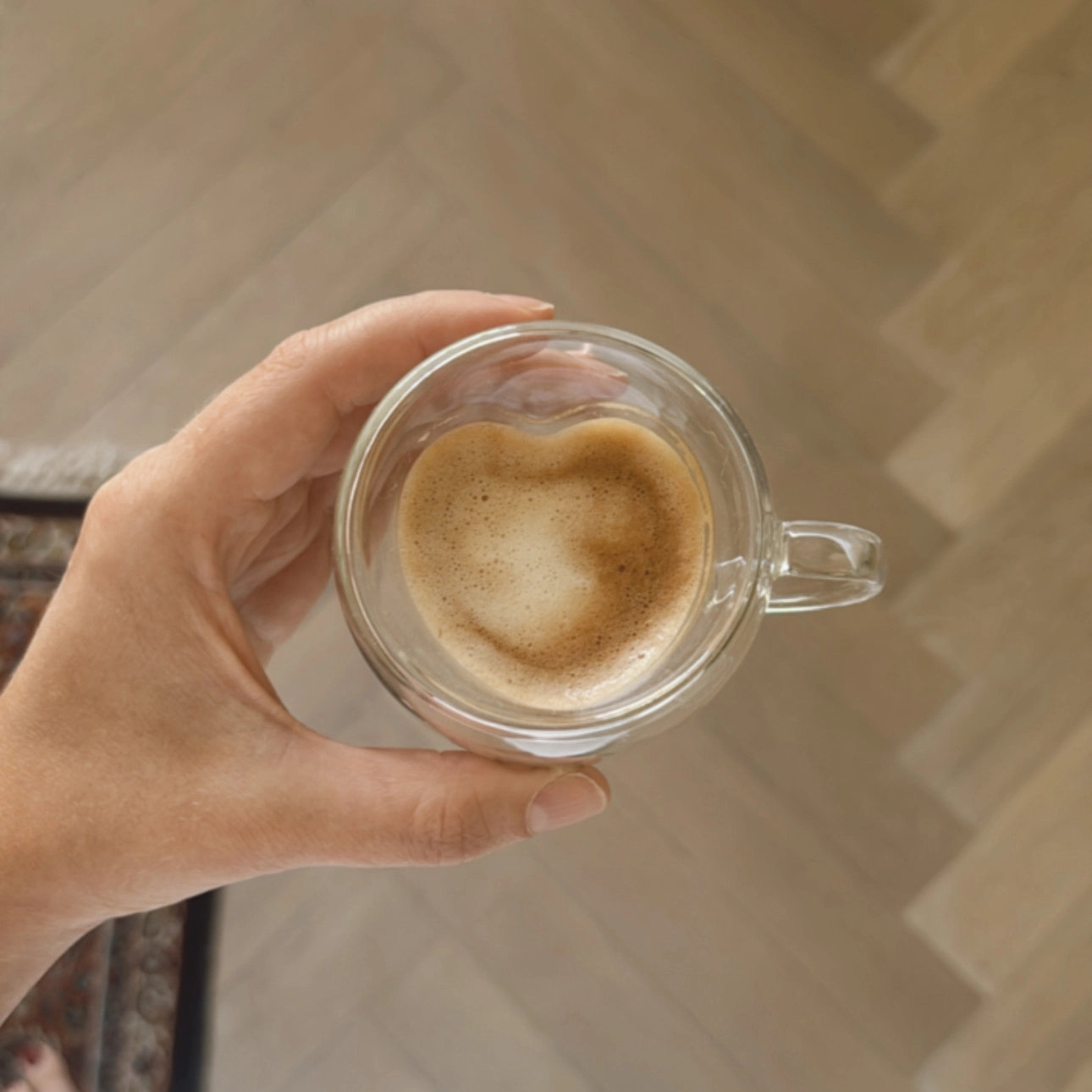 Eulenschnitt kleine Espressotasse in Herzform, doppelwandig aus Glas für 50 ml